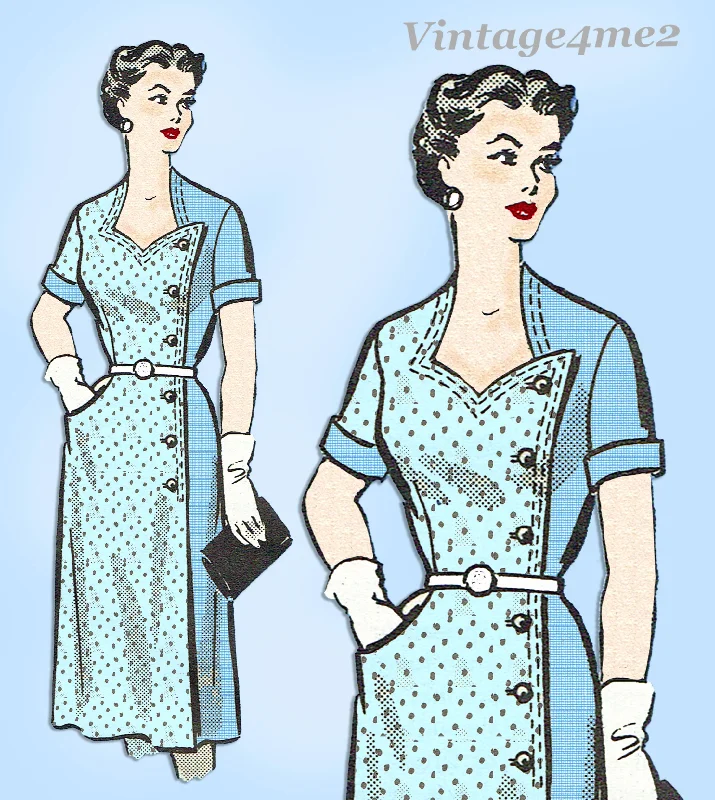 Anne Adams 4554: 1950s Uncut Sweetheart Dress Sz 34 B Vintage Sewing Pattern Tunics Canvas sturdy