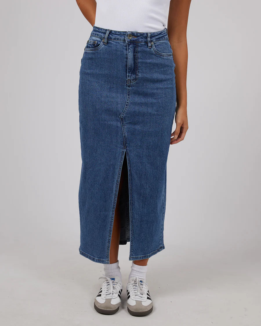 SILENT THEORY EVA COMFORT MAXI SKIRT - Mid Blue chiffon skirt airy