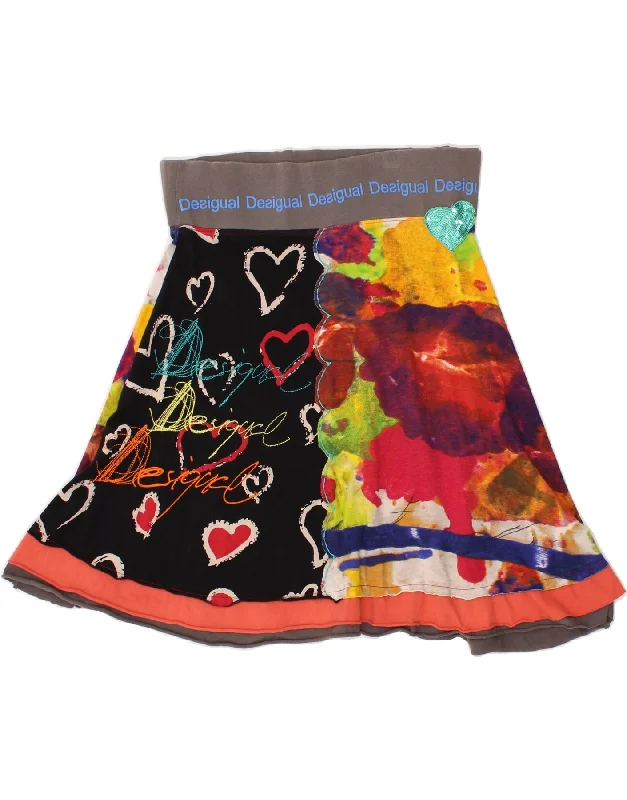 DESIGUAL Womens A-Line Skirt UK 14 Medium W32 Multicoloured Patchwork lace skirt intricate