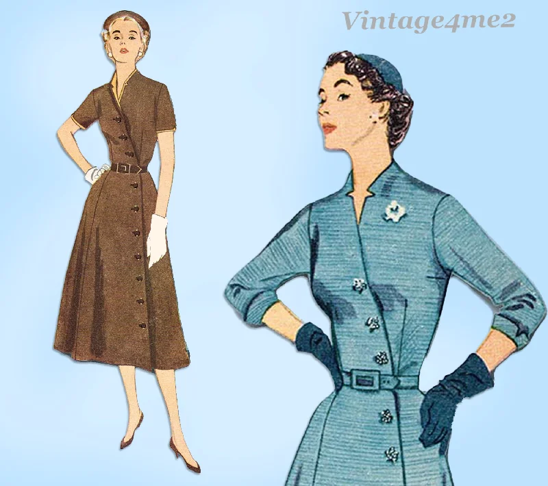 1950s Vintage Simplicity Sewing Pattern 4087 Stunning Misses Surplice Dress Tunics Formal black