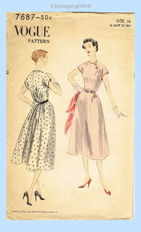 1950s Vintage Vogue Pattern 7687 Uncut Misses Easy Cinched Dress Sz 34 B Tunics Business professional