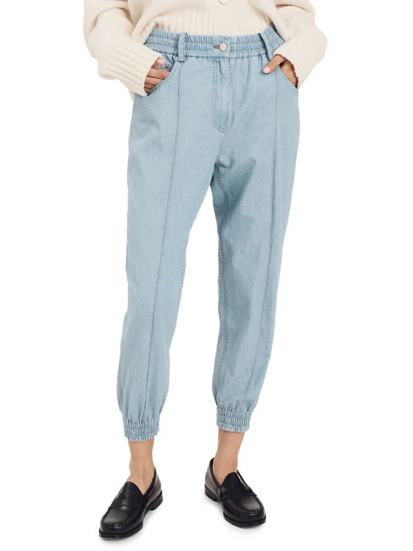 Phoenix Womens Light Wash Cotton Jogger Pants Classic Cropped Pants