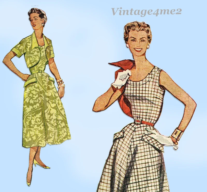 Simplicity 4710: 1950s Misses Sun Dress & Topper Sz 36 B Vintage Sewing Pattern Tunics Business professional
