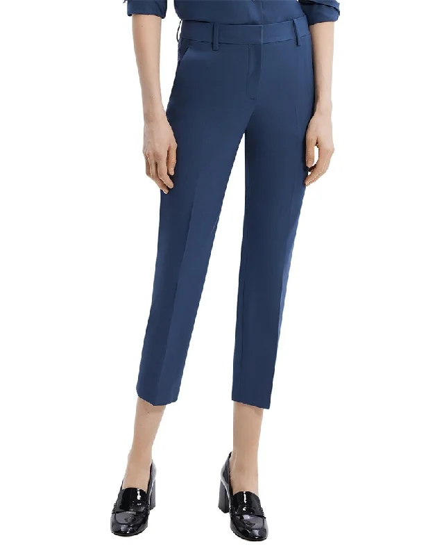 Theory Treeca Wool-Blend Pant Casual Plaid Pants