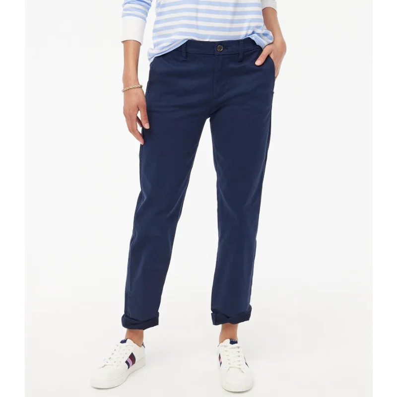 JCrew Women Girlfriend Chino Crop Pants 16 Navy Blue High Rise Stretch AD156 Stylish Harem Pants