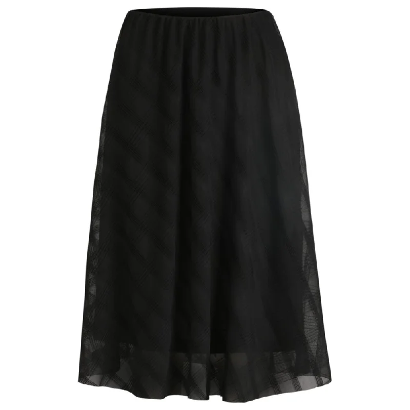 Midi skirt in patterned tulle ribbed skirt waist