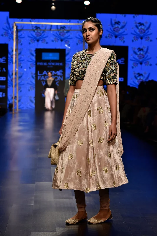 Gulzar Churidar Skirt Set corduroy skirt textured