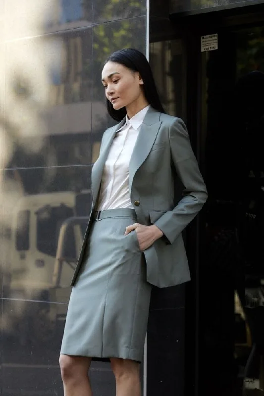 Chloe Skirt - Sage Wool velvet skirt sumptuous