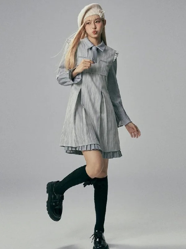 Faux two piece a-line dress【s0000003719】 Tunics Practical durable