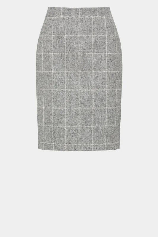 Aria Skirt - Grey Window Check chiffon skirt flowing