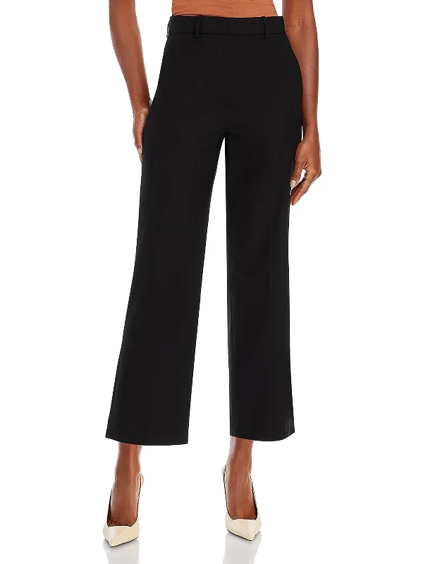 Womens Flare Legs Pleated Cropped Pants Fashionable Sporty Pants