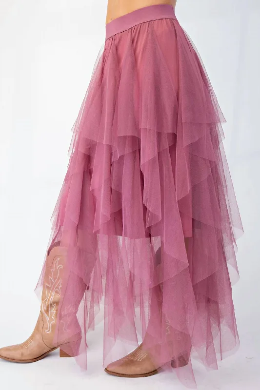 Tulle Tulle Tulle Skirt In Mauve chiffon skirt lightweight