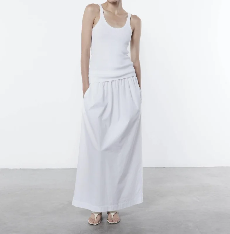 Poplin Resort Skirt In White boho skirt vibe