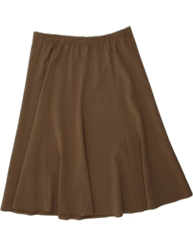 VINTAGE Womens A-Line Skirt W40 2XL Brown Polyester chiffon skirt airy