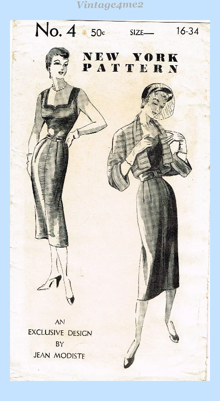 New York 4: 1950s Rare Uncut Designer Sun Dress Sz 34 B Vintage Sewing Pattern Tunics Timeless classic