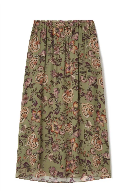 Women's Yunga Skirt In Khaki Tropical Loon velvet skirt luxury
