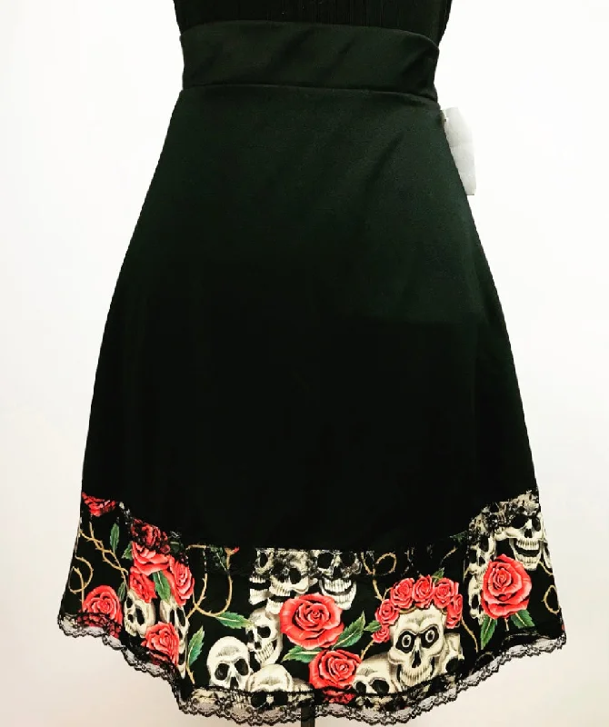 Pink Skull n Roses Cyanide Skirt linen skirt relaxed