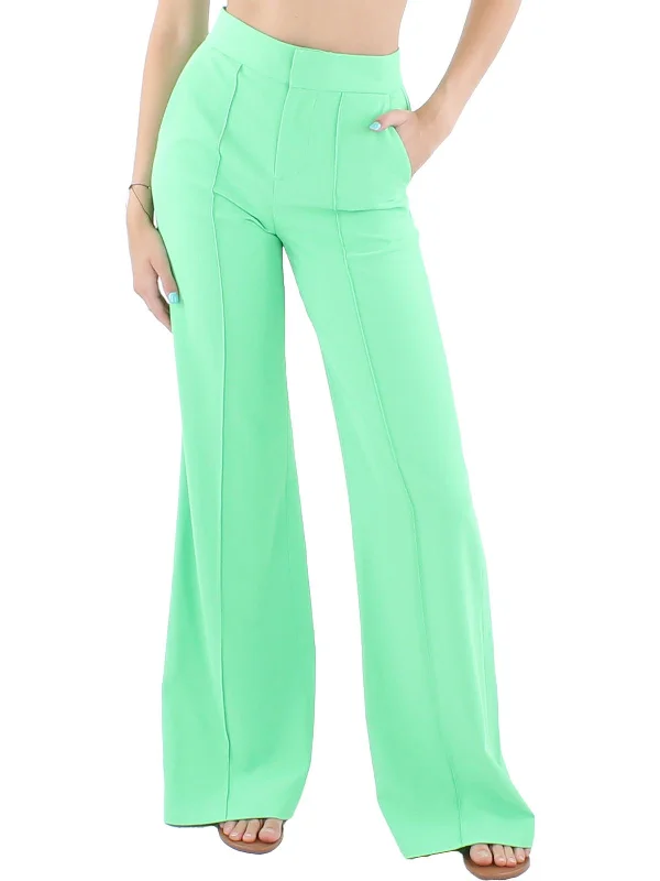 Dylan Womens Pleated High Waist Wide Leg Pants Soft Stretch Leggings