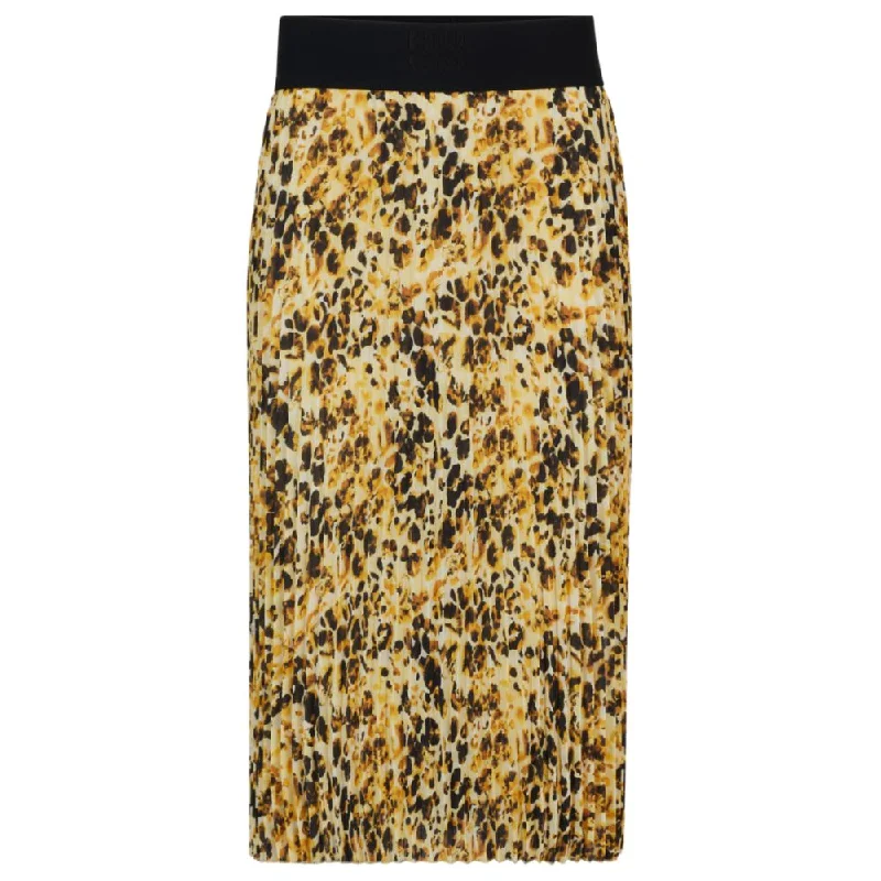 Logo-waistband pliss skirt with watercolor print athletic skirt fit