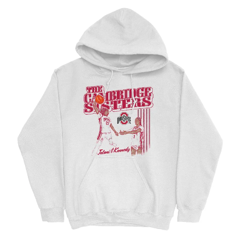 EXCLUSIVE RELEASE: Jaloni and Kennedy Cambridge The Cambridge Sisters White Hoodie Hoodie with Mesh Breathable Sporty