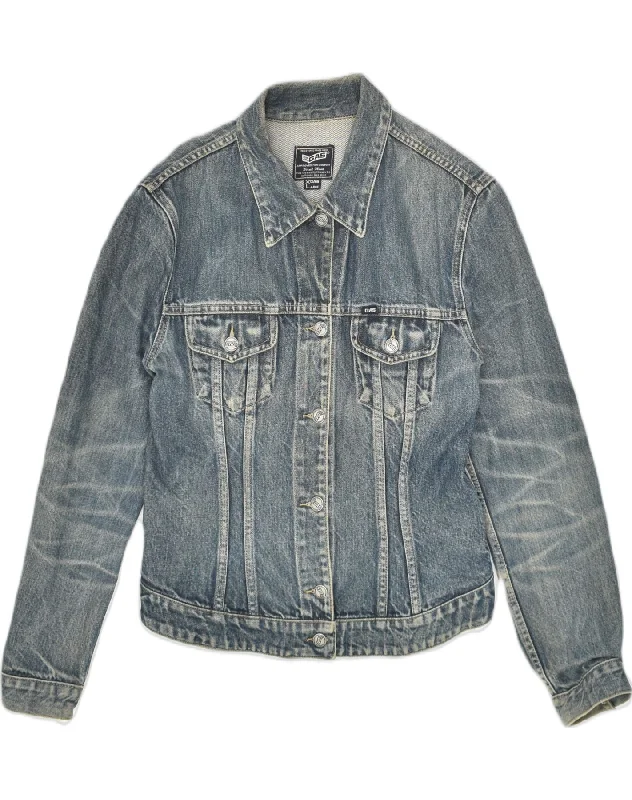GAS Womens Denim Jacket UK 18 XL Blue Cotton Cardigan Sweater Pullover