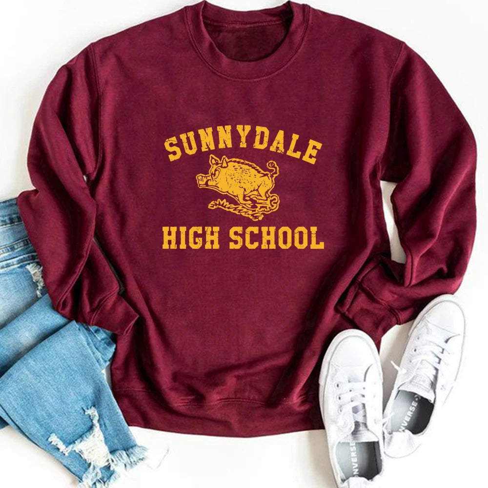 Sunnydale High School Sweatshirt Hellmouth Buffy The Vampire Slayer Hoodie with Drop Shoulder Relaxed Streetwear