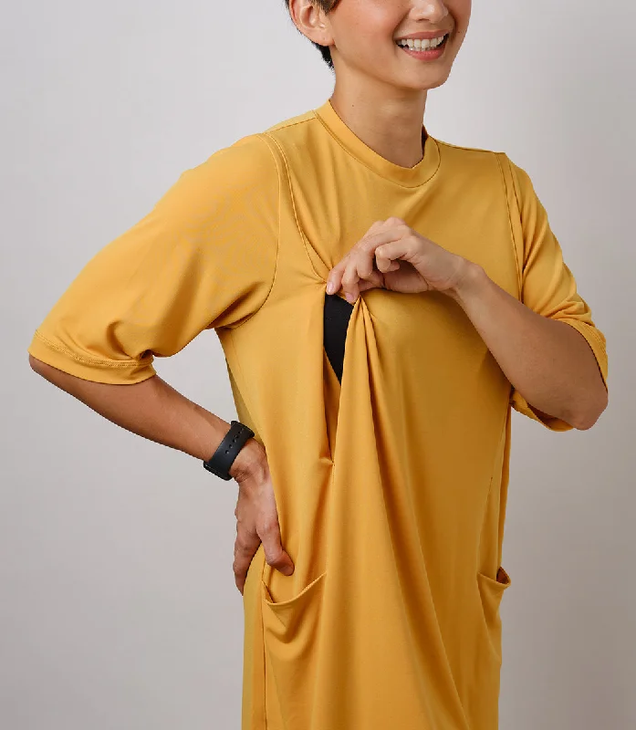 MARIE NURSING DRESS (MUSTARD) Tunics Solid Classic