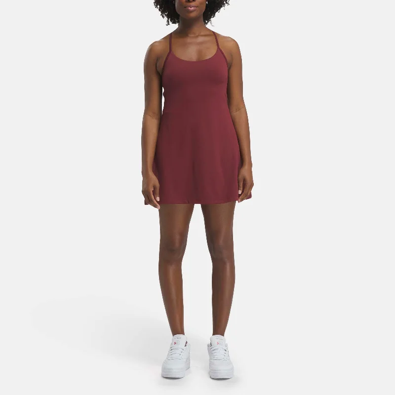 Lux Strappy Dress Classic Maroon Square Neckline Feminine