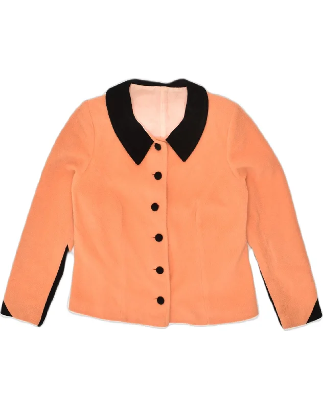 VINTAGE Womens 6 Button Blazer Jacket UK 14 Large Orange Jacket Blazer Coat