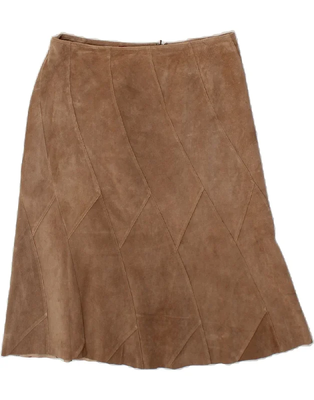 MONSOON Womens Suede Skirt UK 12 Medium W29 Brown Leather tulle skirt dreamy