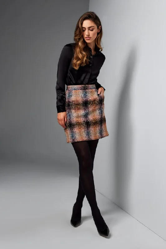 Paris Skirt - Textured Multicoloured Check Limited linen skirt light