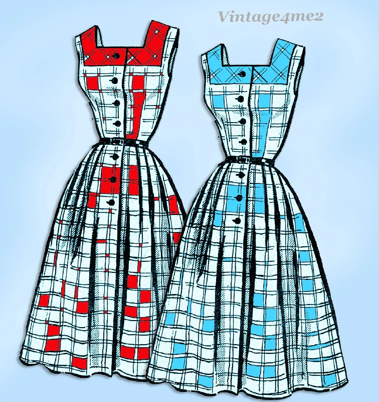 1950s Vintage Marian Martin Sewing Pattern 9205 Misses Sun Dress Size 34 Bust Tunics Running lightweight