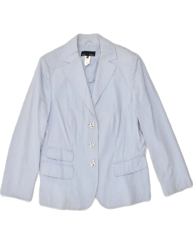 LES COPAINS Womens 3 Button Blazer Jacket IT 48 XL Blue Cotton Tiered Jacket Buttoned Jacket Zippered Jacket