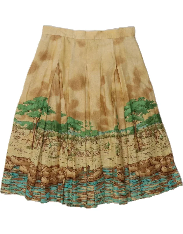 ANNE KLEIN Womens Graphic A-Line Skirt US 14 XL W34  Beige Linen lace skirt intricate