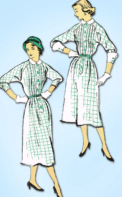 1950s Vintage New York Sewing Pattern 1232 Uncut Misses Raglan Dress Size 30 B Tunics Evening elegant
