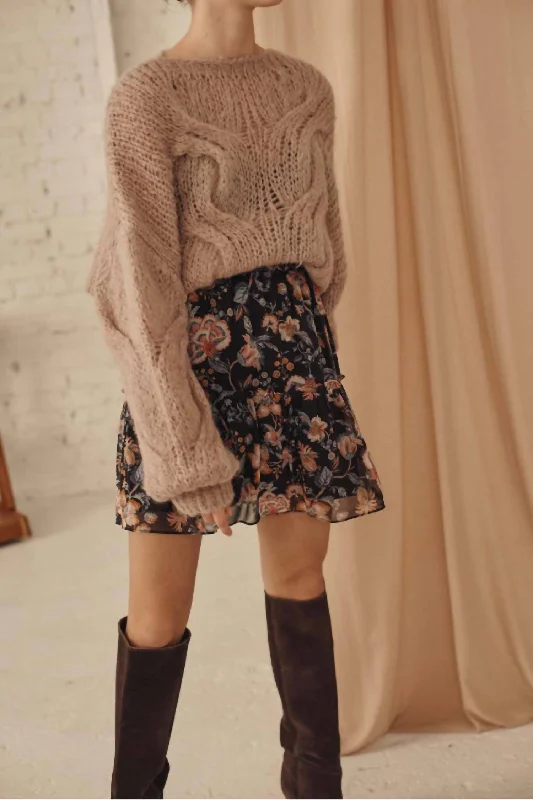 Skirt Isalia Tropical Loon In Black linen skirt light