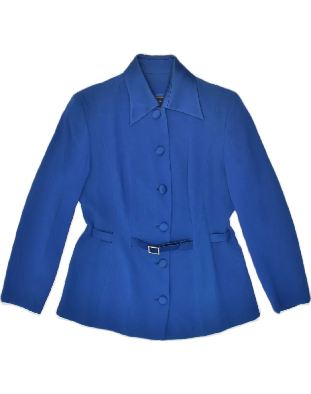 LIST BOUTIQUE Womens 6 Button Blazer Jacket IT 44 Medium Blue Acetate Chenille Fabric Brocade Fabric Lace Fabric