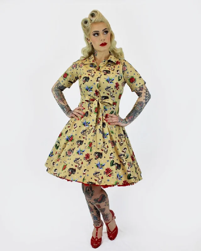 Tattoo Art Vintage Inspired Dress / Rockabilly Pinup Dress Tunics Short Trendy