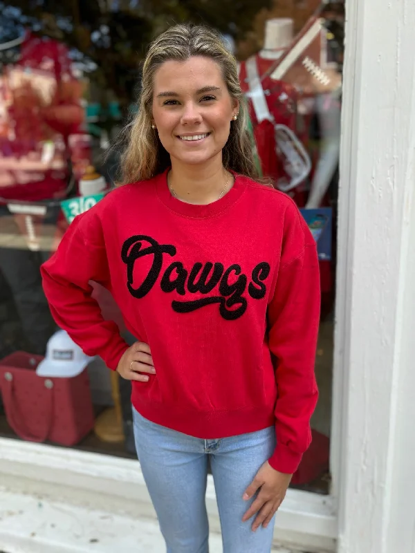 FINAL SALE - The Varsity Sweatshirt Dawgs Hoodie with High-Low Hem Asymmetrical Trendy