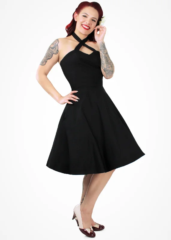 Black Criss Cross Halter Dress Tunics Print Colorful