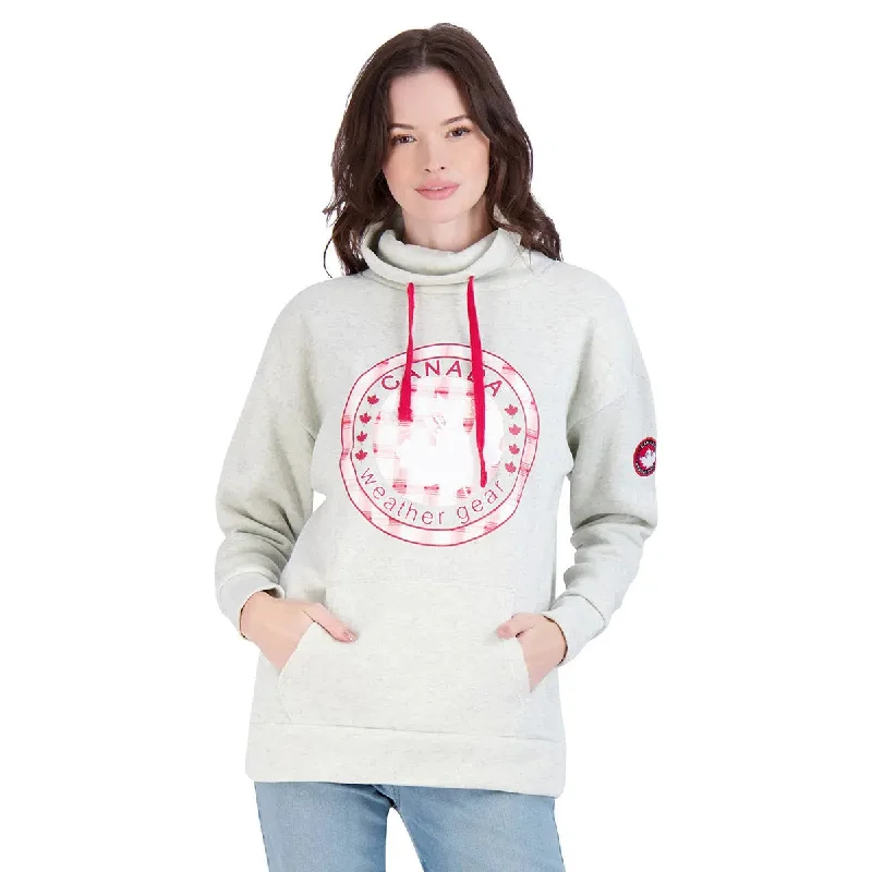 Canada Weather Gear Women's Logo Printed Cowl Neck Fleece Hoodie by PROOZY Hoodie with Hem Drawcord Adjustable Customizable