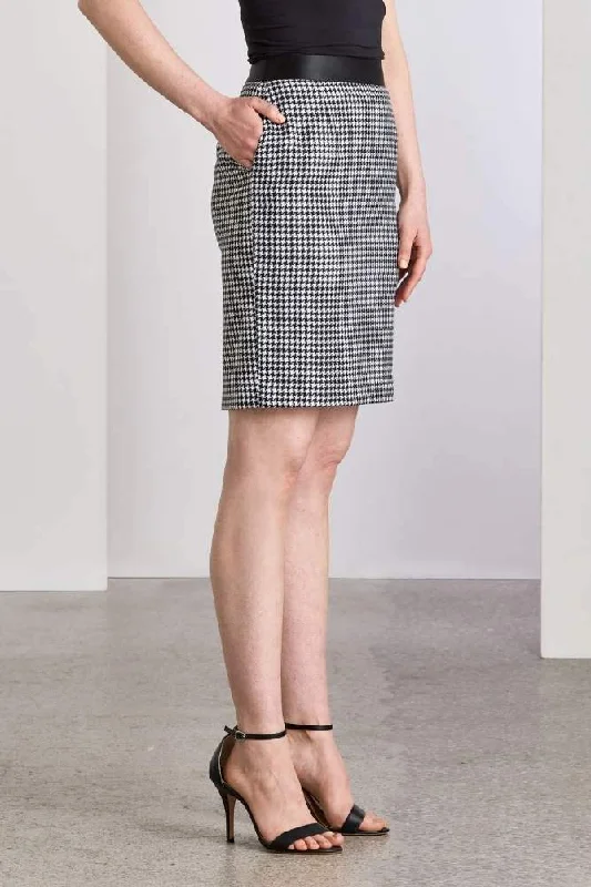 Aria Skirt - Black and White Houndstooth Contrast corduroy skirt textured