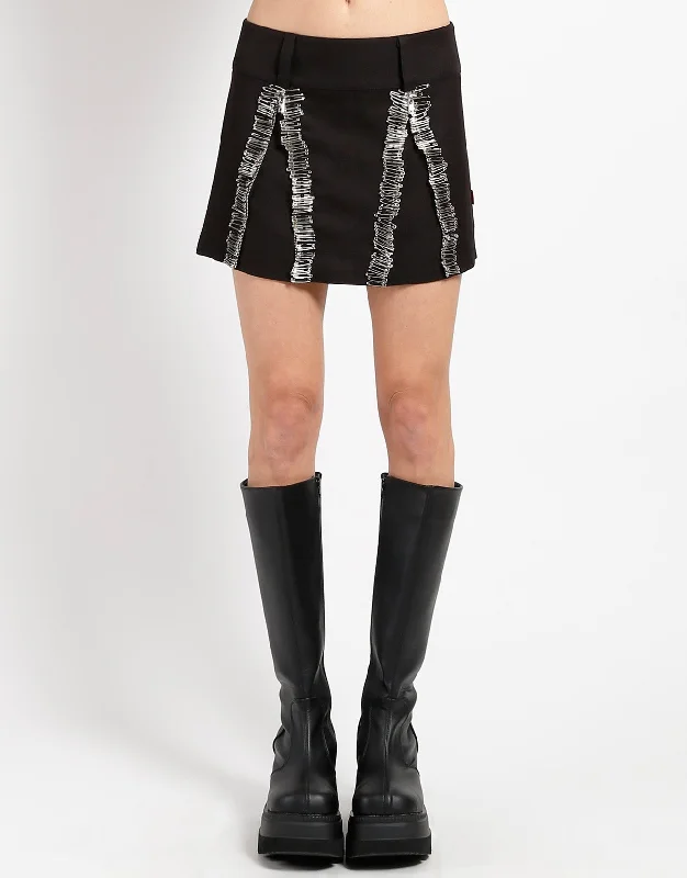 SAFETY PIN PUNK SKIRT BLACK ribbed skirt waist
