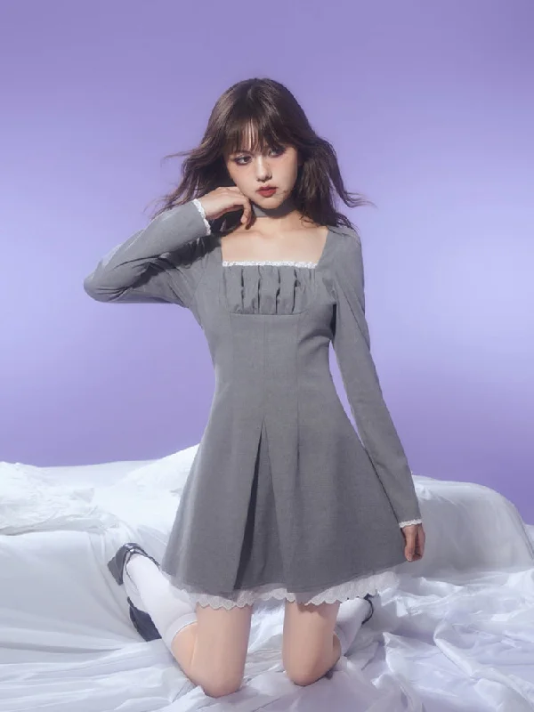 Three-Dimensional Cut Lace Dress With Choker【s0000003827】 Tunics Modern contemporary