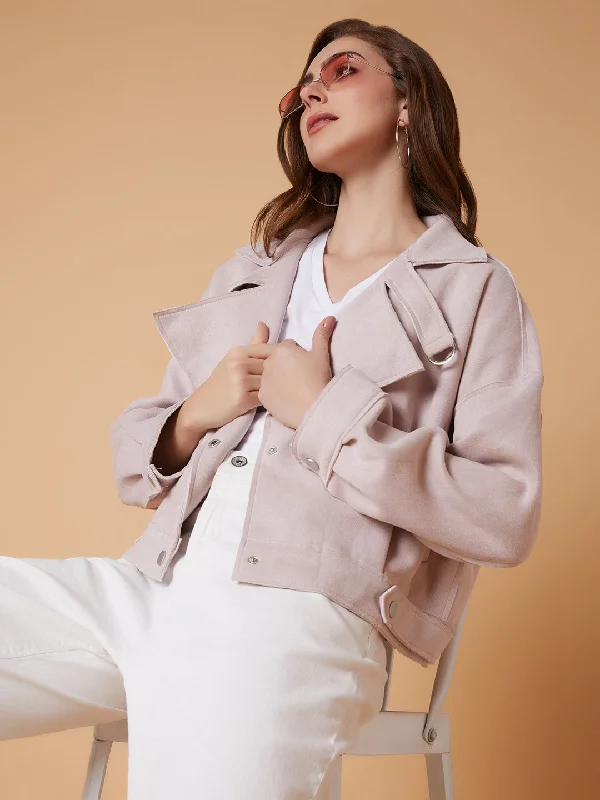 Women Peach Oversized Crop Tailored Jacket-9009-Peach One-Shoulder Jacket Off-the-Shoulder Jacket Asymmetrical Jacket