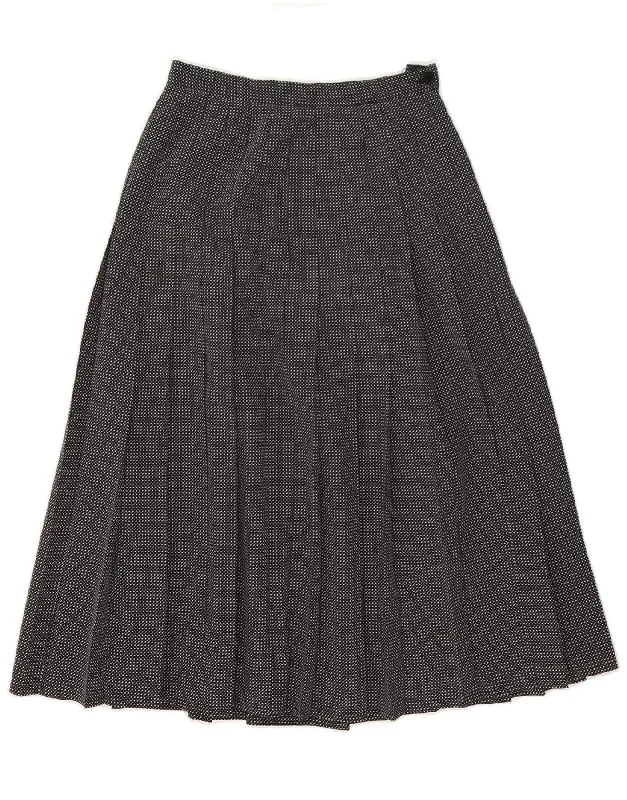 COUNTRY Womens Pleated A-Line Skirt UK 10 Small W26  Black Spotted velvet skirt luxurious