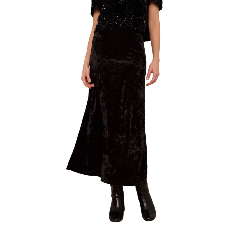 Velour Skirt In Black cashmere skirt plush