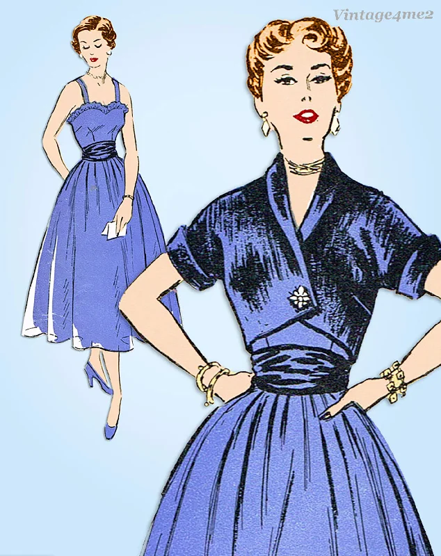 1950s Vintage New York Sewing Pattern 111 Misses Designer Cocktail Dress Sz 32 B Tunics Yoga stretchy
