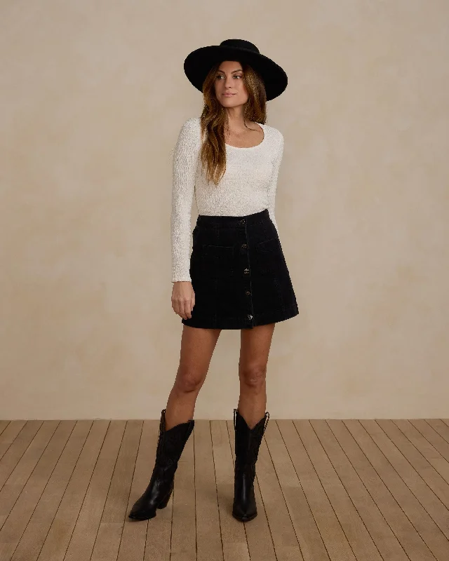 Rylee & Cru Women's Denver Mini Skirt | Washed Black corduroy skirt durable