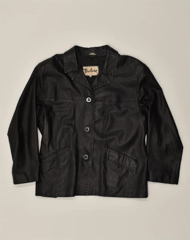 VINTAGE Womens 3 Button Blazer Jacket IT 50 XL Black Acetate Anorak Shell Jacket Lightweight Jacket